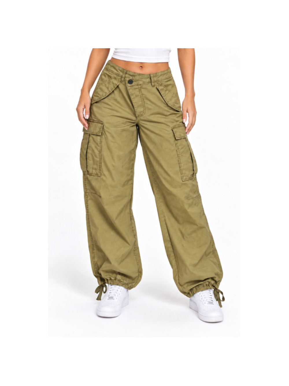 Women’s KBB by Kahlana Cargo Jogger Pants-Size M-Asymmetrical Waist-NWT